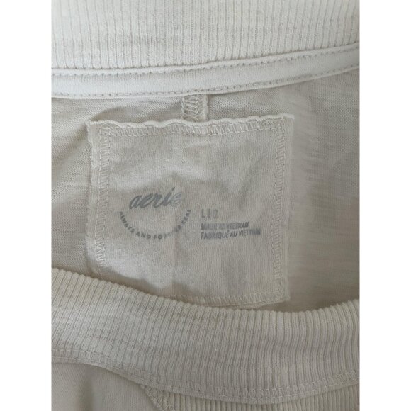 Aerie Shirt Womens Large Cream New York Graphic Long Sleeve Crewneck Tee NYC - Picture 3 of 8